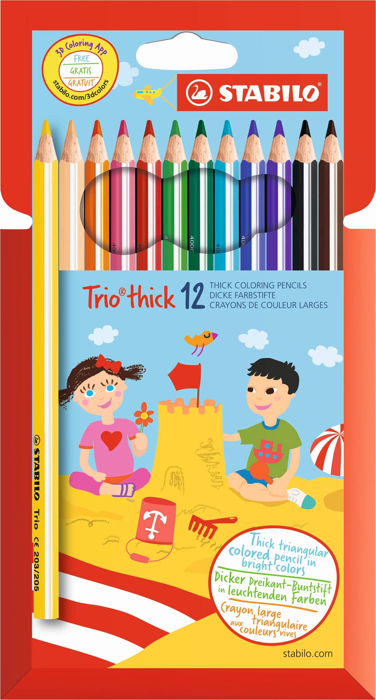STABILO Trio Thick Colour Pencil: Assorted Wallet 12's