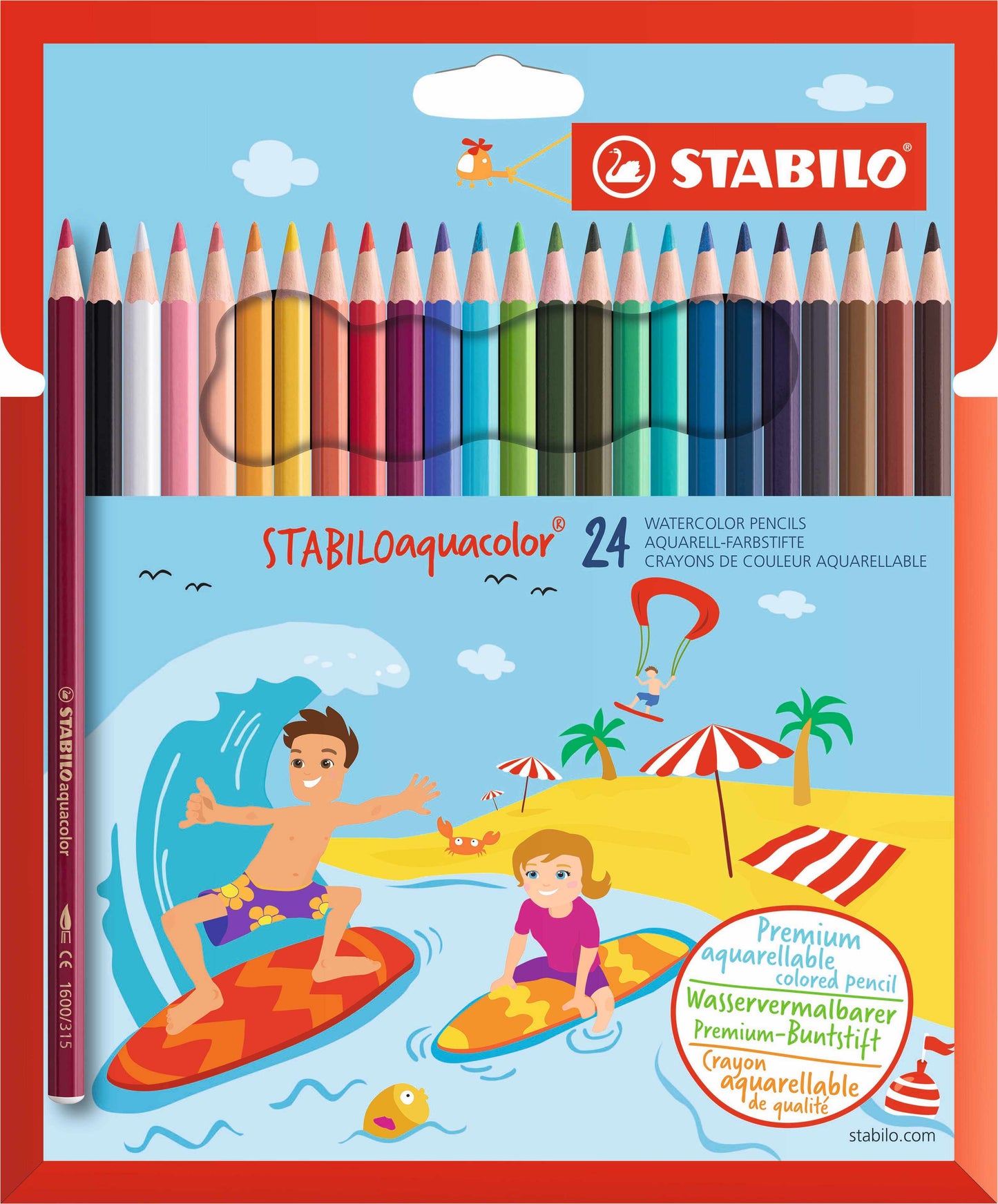 STABILO Aquacolor Aquarellable Colour Pencil Wallet 24'S