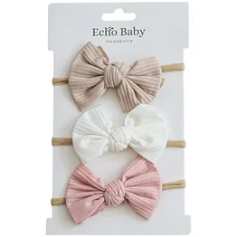 Echo Baby Bow Headbands - Set of 3 (Bone, white, pink)
