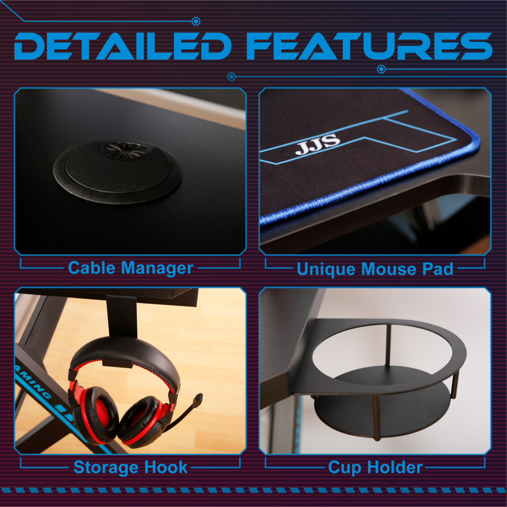 VX Gaming Donahue Gaming Desk Black, Headphone Hook