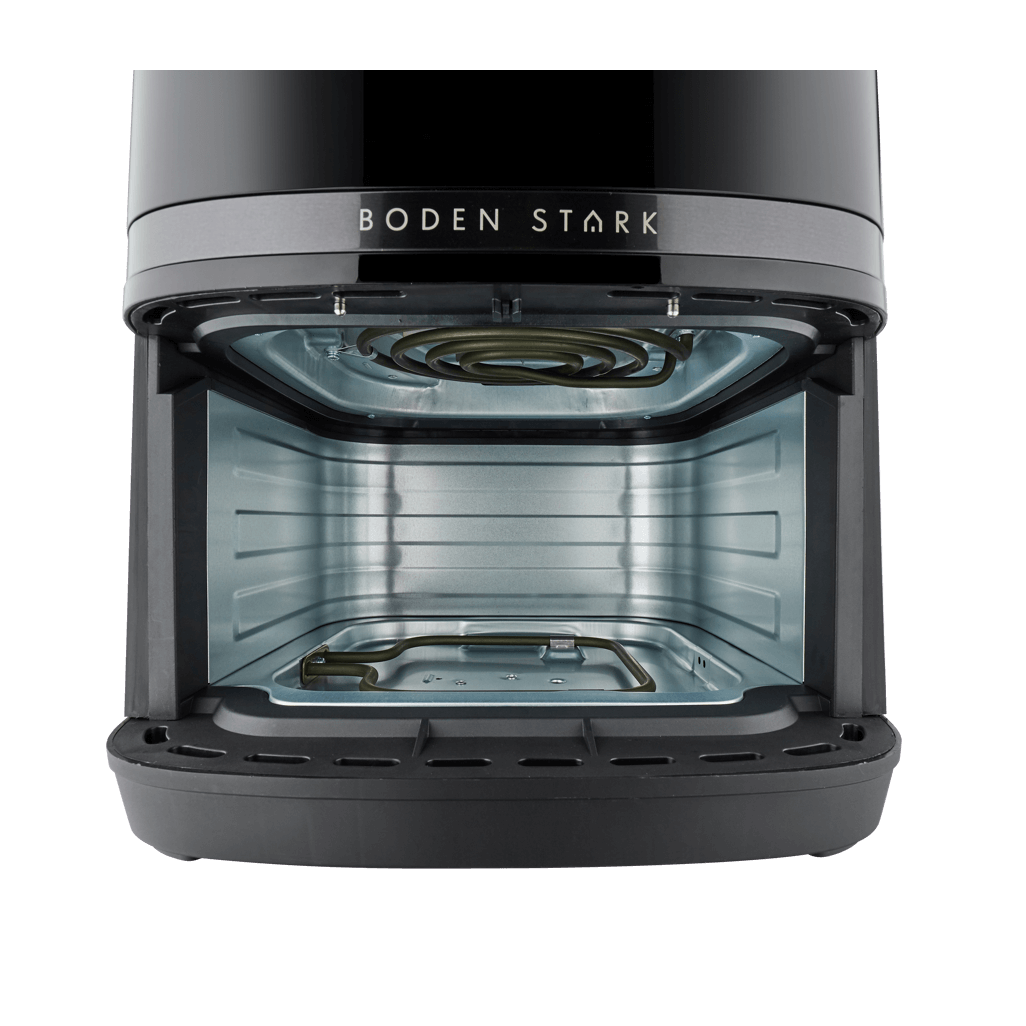 Interior view of Boden Stark 8.0L Digital Air Fryer showcasing the spacious cooking area and heating element.