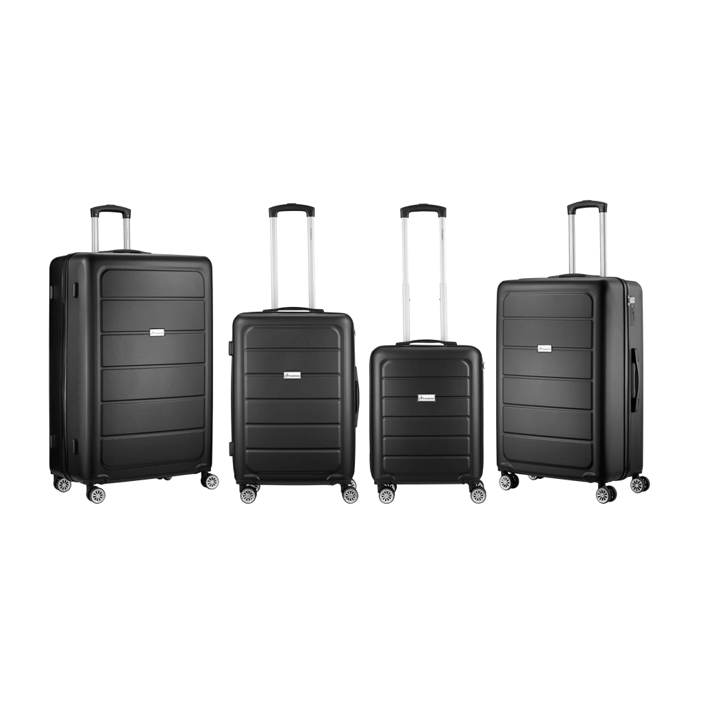 Travelwize Maple ABS 65cm black 4-wheels spinner luggage set, featuring four versatile sizes.