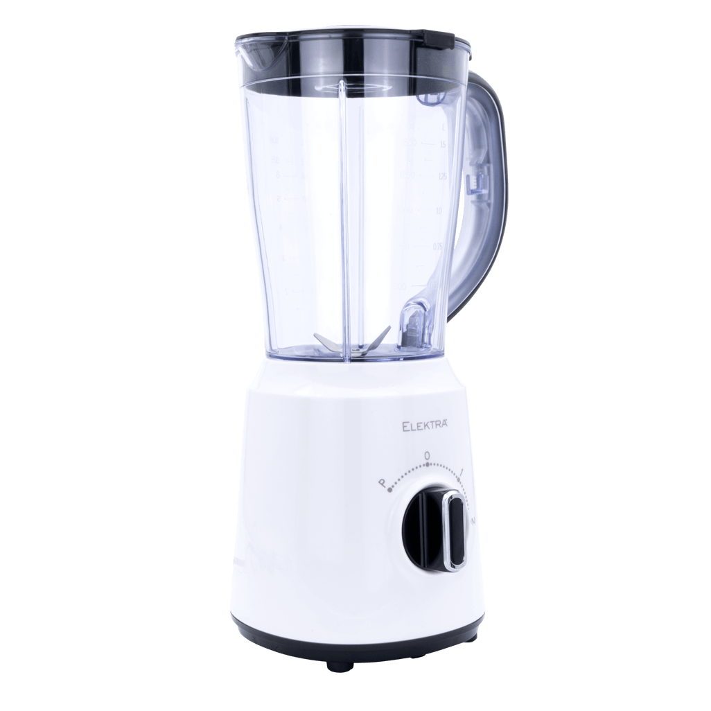 ELEKTRA 1.5L Jug Blender, 500W motor, plastic jug, ideal for smoothies and sauces, featuring 2 speed settings and pulse.