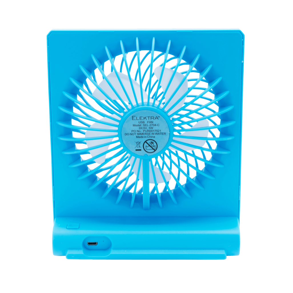 ELEKTRA 2704 Turbo Color Air + One portable fan in bright blue, showcasing its sleek design and powerful airflow.