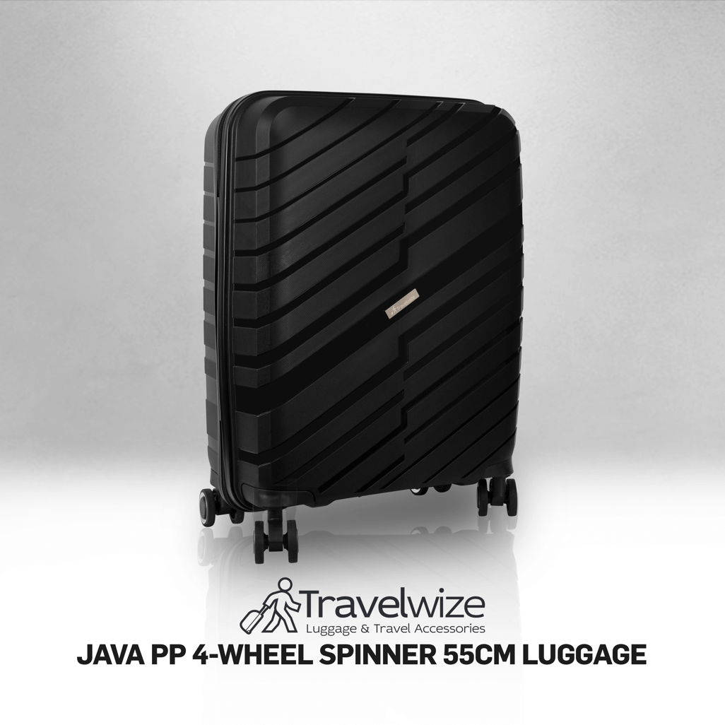 Travelwize Java PP 4-Wheel Spinner 55cm Luggage Black