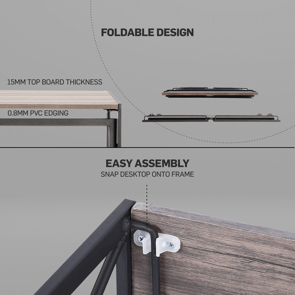 Everfurn SkyBright Folding Desk, No Assembly Required, Office Desk