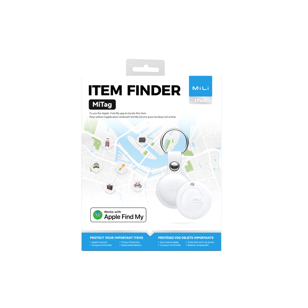 MiTag Apple Compatible Tag with Leather Keychain Accessory - 1 Pack