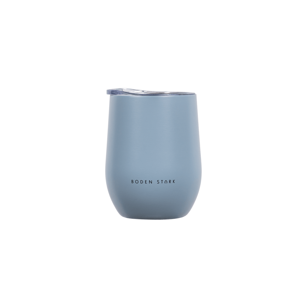 Boden Stark Tumbler 350ml in blue, perfect for hot or cold beverages with a sleek design.