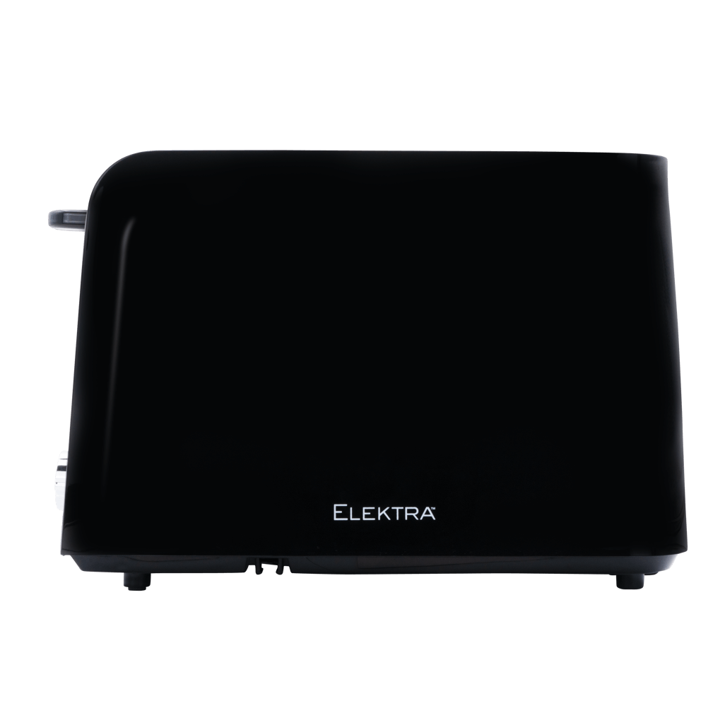 Elektra 2 Slice Toaster in black with stainless steel accent, featuring sleek design and control buttons.