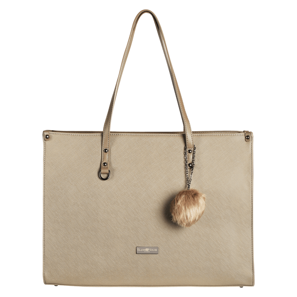 Supanova Pompom Ladies Laptop Bag Taupe