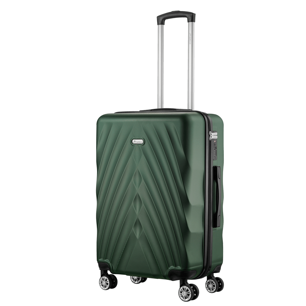 Travelwize Terra ABS 67cm green 4-wheels spinner luggage with sleek design and durable construction.