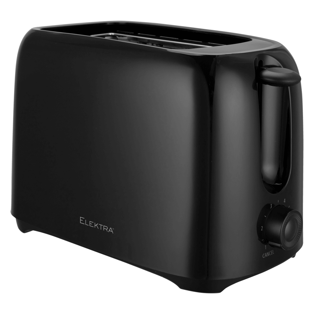 ELEKTRA Basic 700W toaster in black, featuring 2 slots and adjustable browning control for perfect toast.