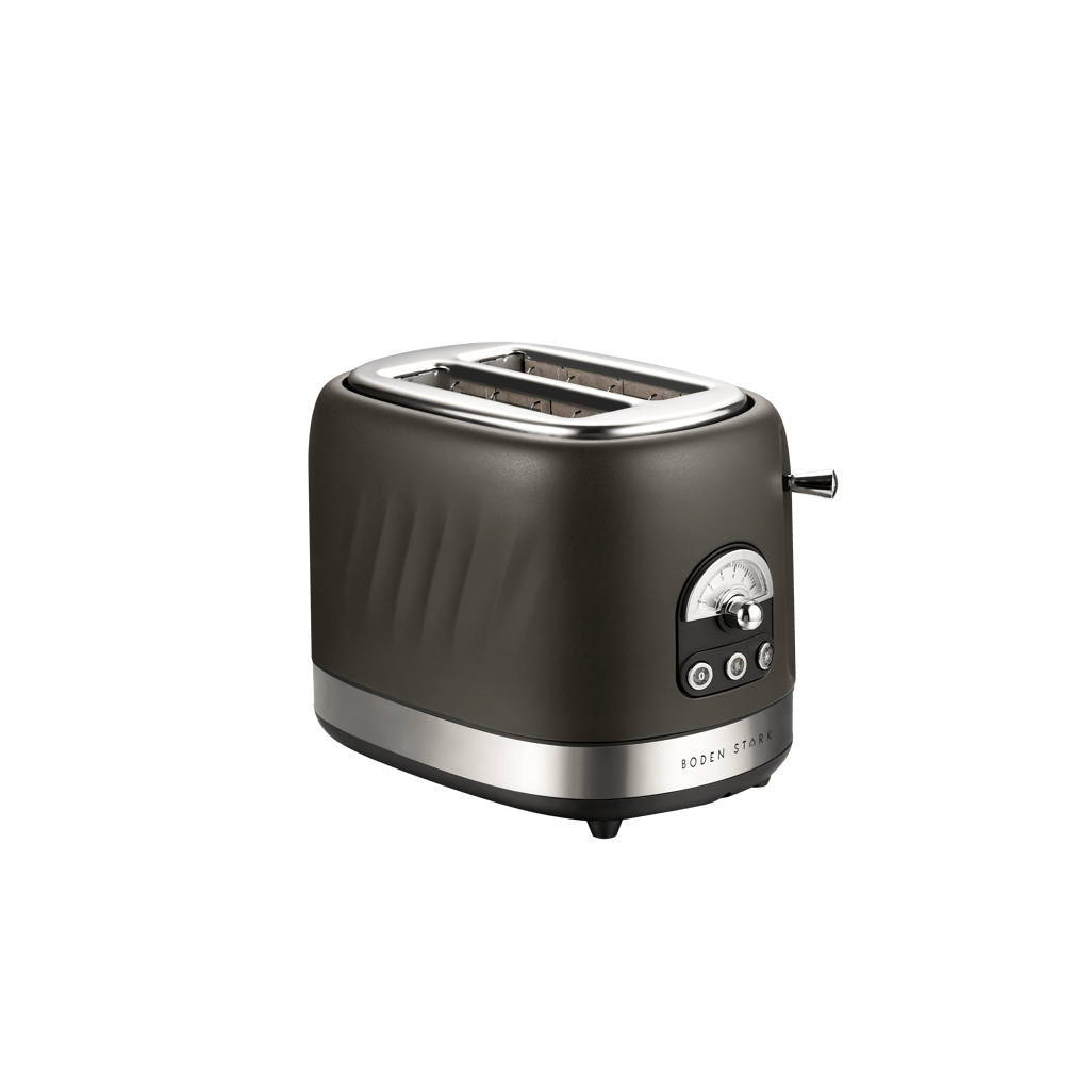 Boden Stark 2 Slice Stainless Steel Toaster featuring sleek design and adjustable browning settings.