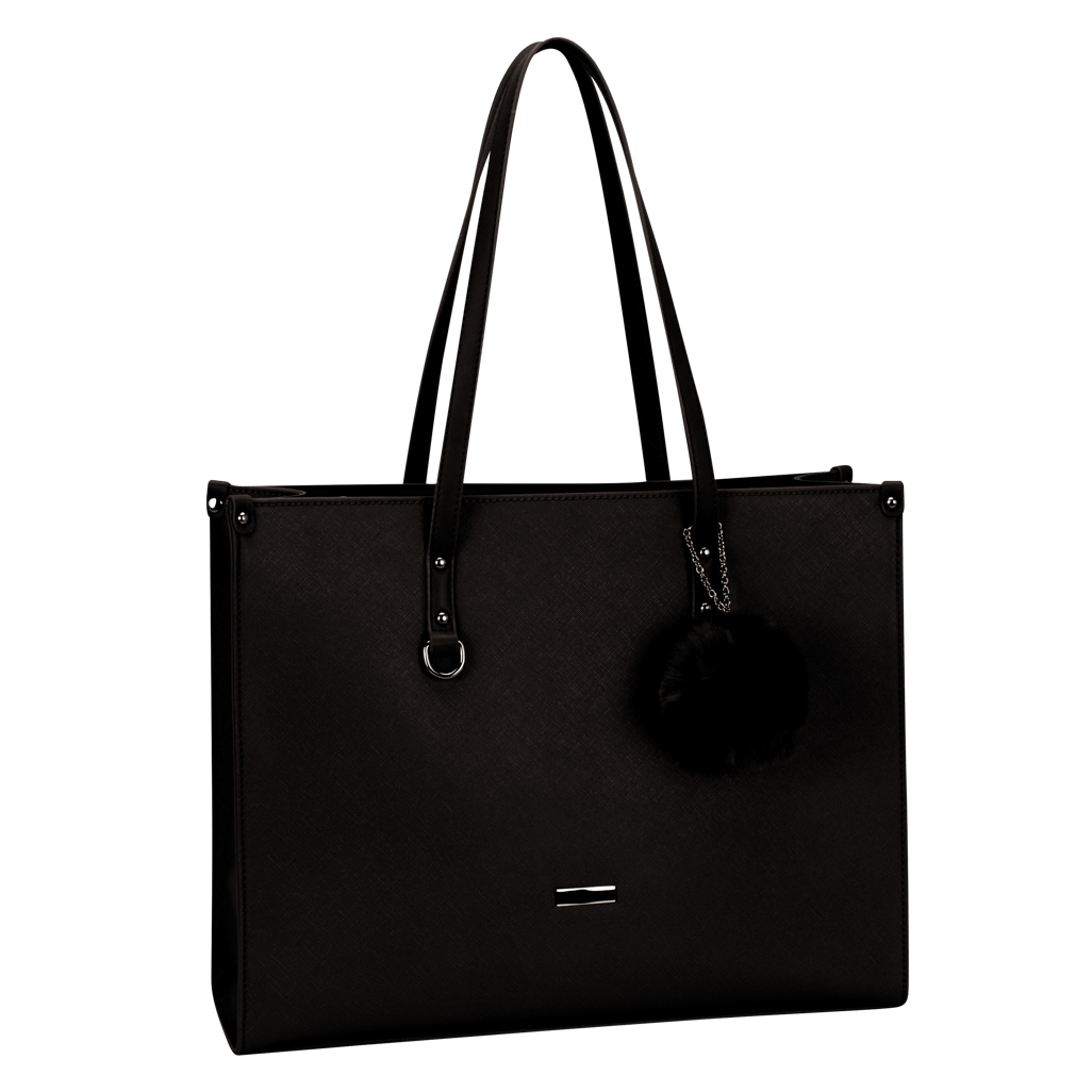 Supanova Pompom Ladies Laptop Bag Blk