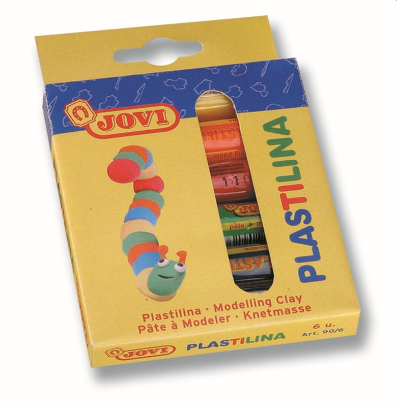 JOVI Plastilina Modelling Clay 6x15g Box Assorted Colours (White, Red, Brown, Yellow, Green, Blue)