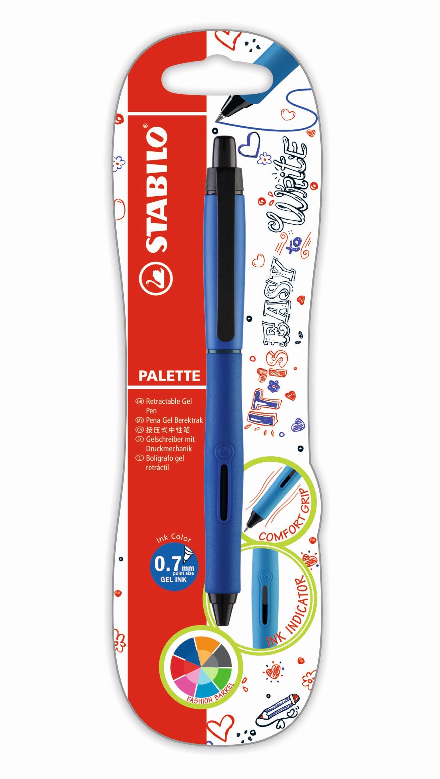 ?STABILO Palette Retractable Gel Pen Fine Blue Card Blue Ink