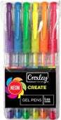 CROXLEY CREATE NEON Gel Pens Wallet of 6 Assorted Colours