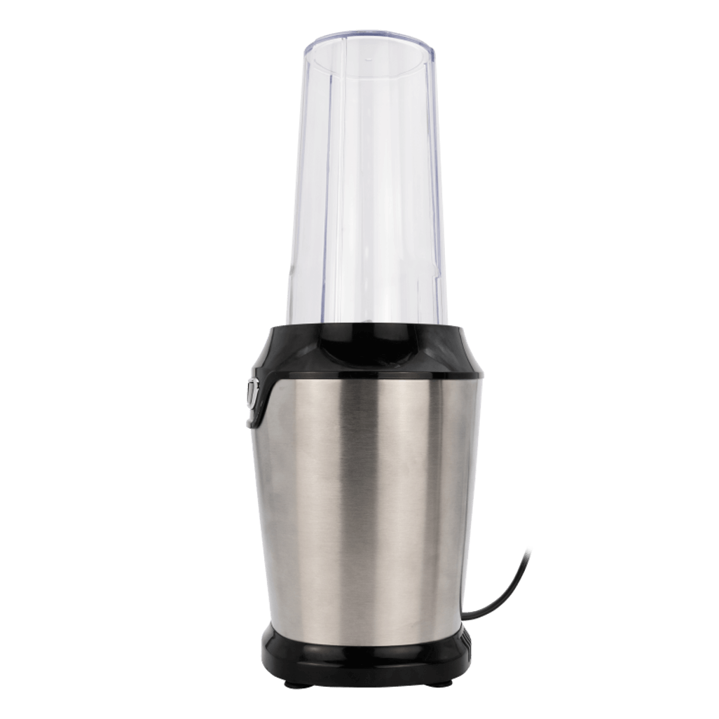 Boden Stark 1000W Nutri Blender featuring a stainless steel design and a clear blending container.