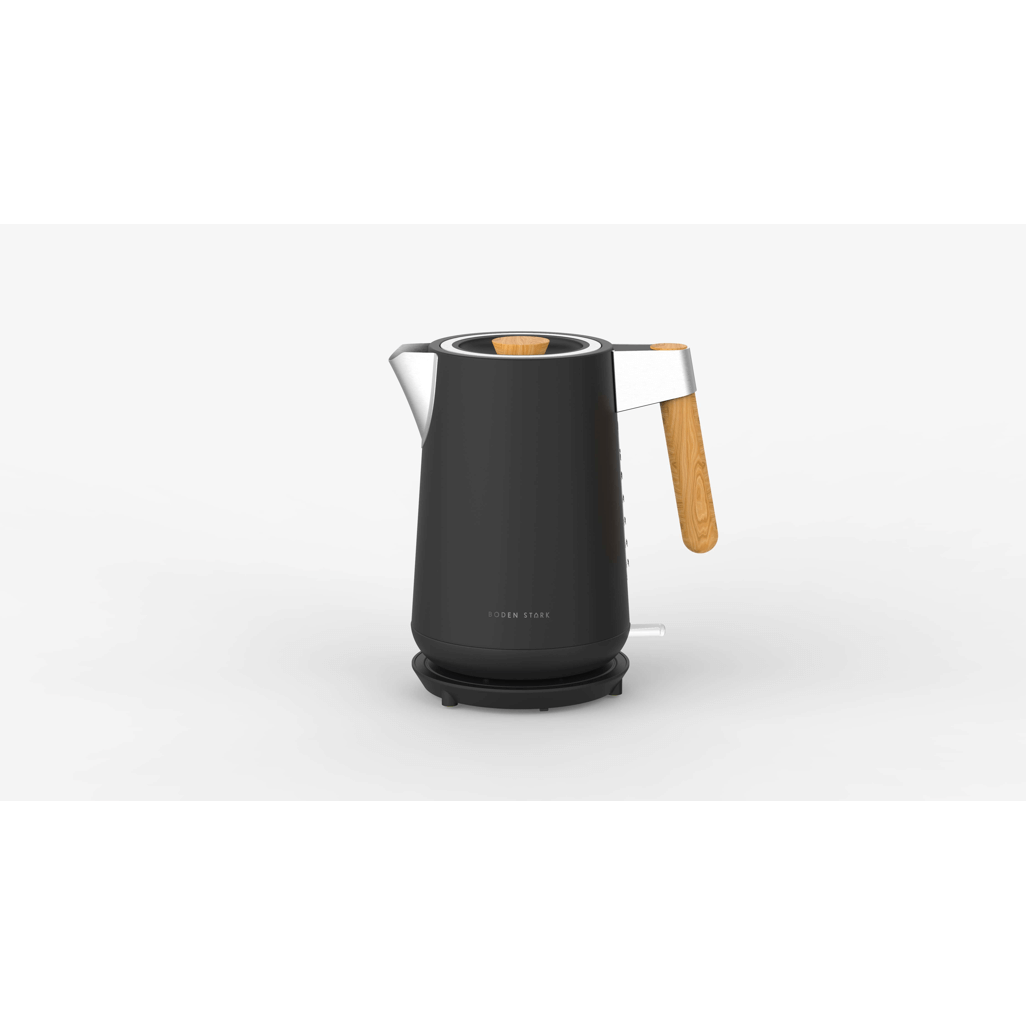 Boden Stark Anson Collection 1.7l 2000w black stainless steel kettle with a wooden handle.
