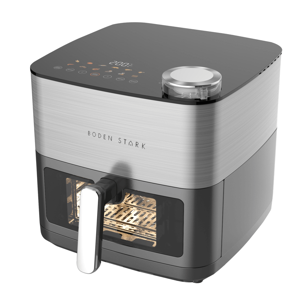 Boden Stark 8L Dual Element Air Fryer with Steaming Function, modern design with control panel.