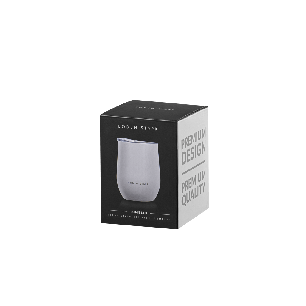 Boden Stark Tumbler 350ml in grey packaging showcasing premium design and quality for stylish beverages.