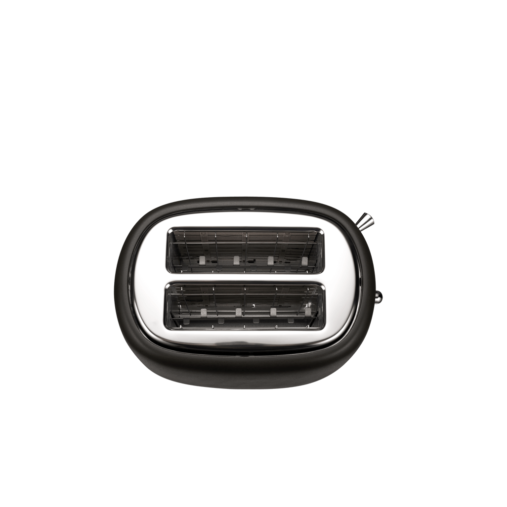 Boden Stark 2 Slice Stainless Steel Toaster front view showcasing sleek design and dual toasting slots.