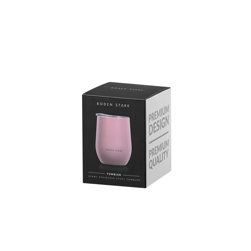 Boden Stark Tumbler 350ml Pink in premium packaging for stylish hydration and durability.