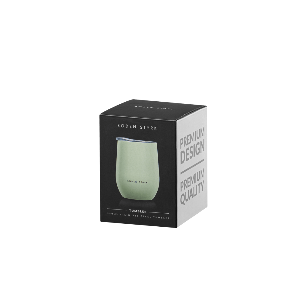 Boden Stark Tumbler 350ml in Green packaging showcasing premium design and quality.