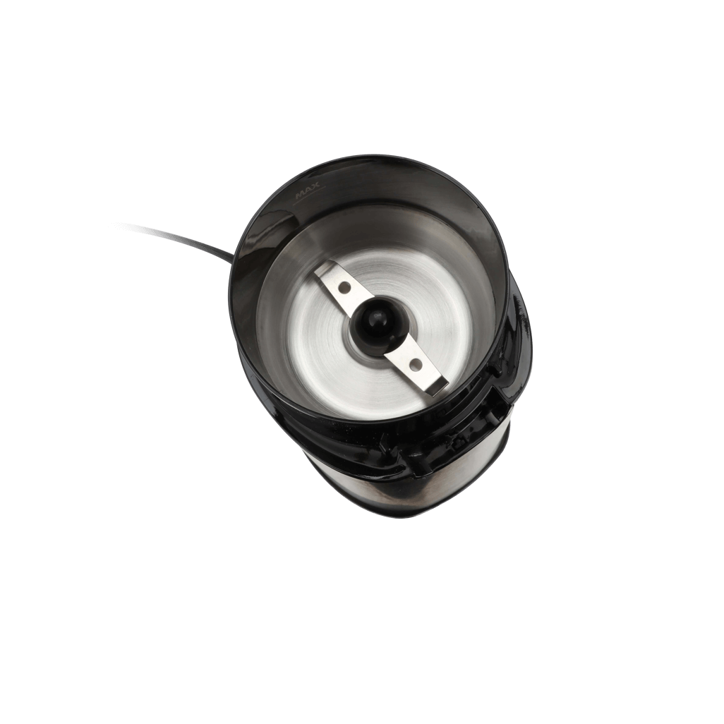 Boden Stark Coffee and Spice Grinder showing stainless steel blade and sleek design, perfect for grinding coffee and spices.