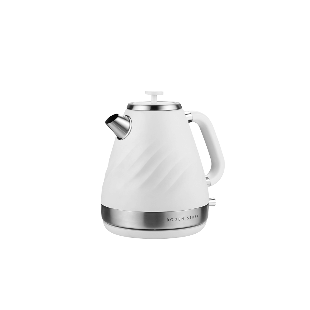 Boden Stark 1.7L White Stainless Steel Kettle with modern design and stainless steel accents.