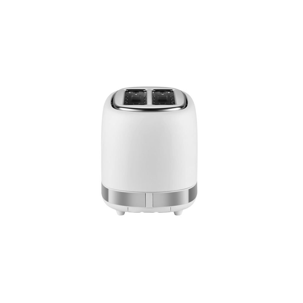 Boden Stark 2 Slice Stainless Steel Toaster in white, sleek design perfect for modern kitchens.