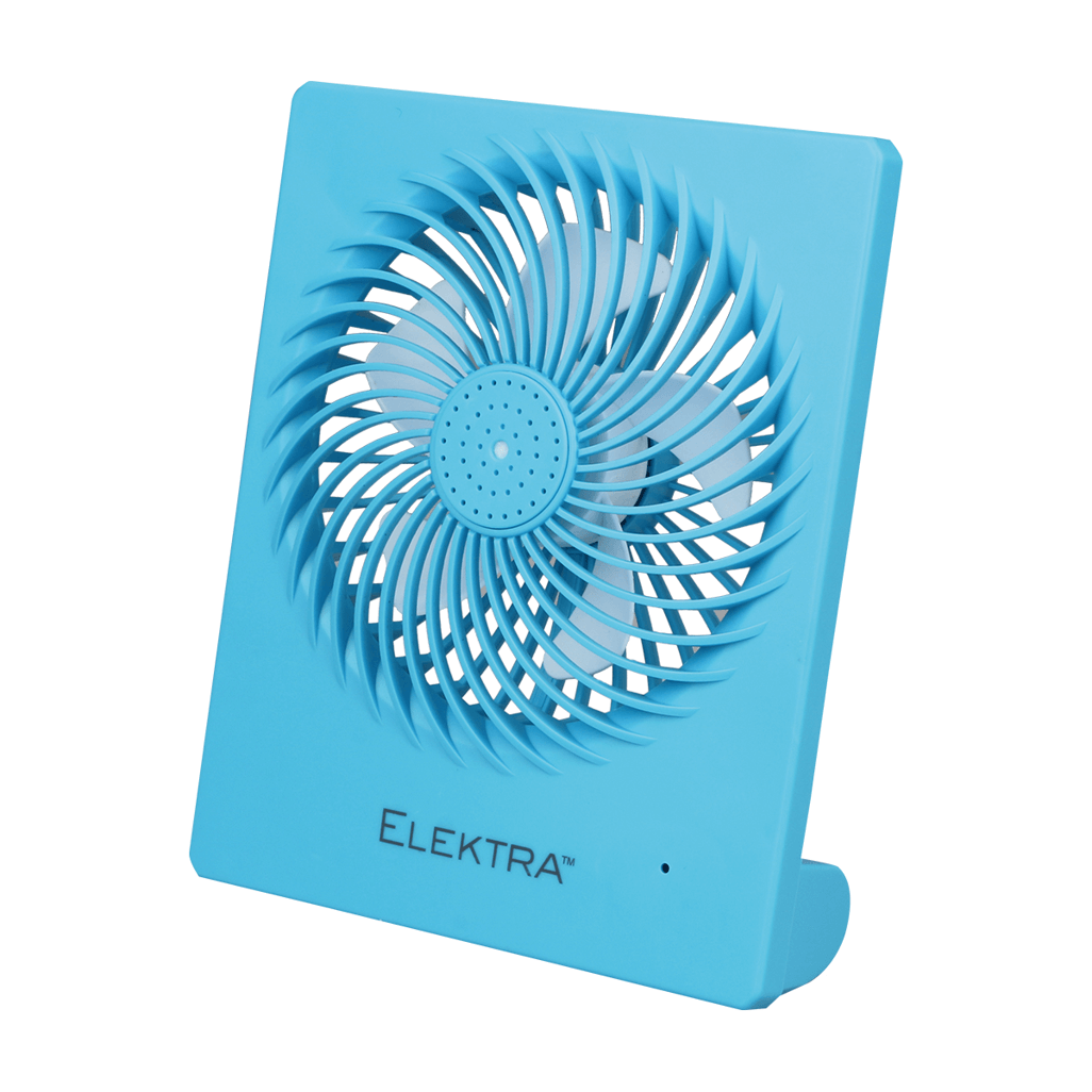 Elektra 2704 Turbo Color Air + One, compact blue fan with innovative design and powerful airflow.