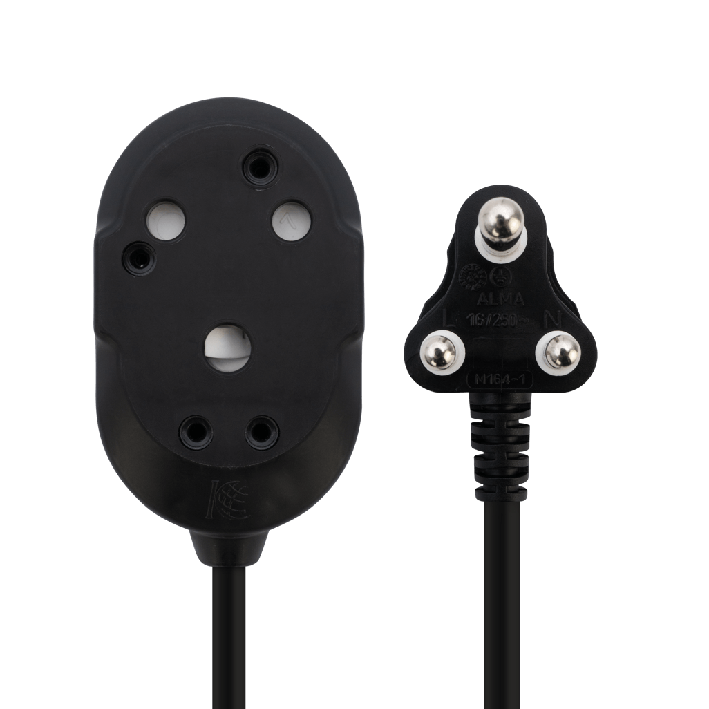 Ellies Back to Back Light Duty Extension Lead-20M with black plug and socket, ideal for light electrical connections.