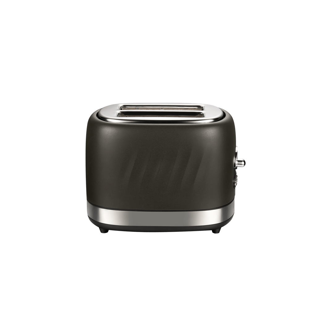 Boden Stark 2 Slice Stainless Steel Toaster in sleek black finish with brushed metal accents, perfect for modern kitchens.