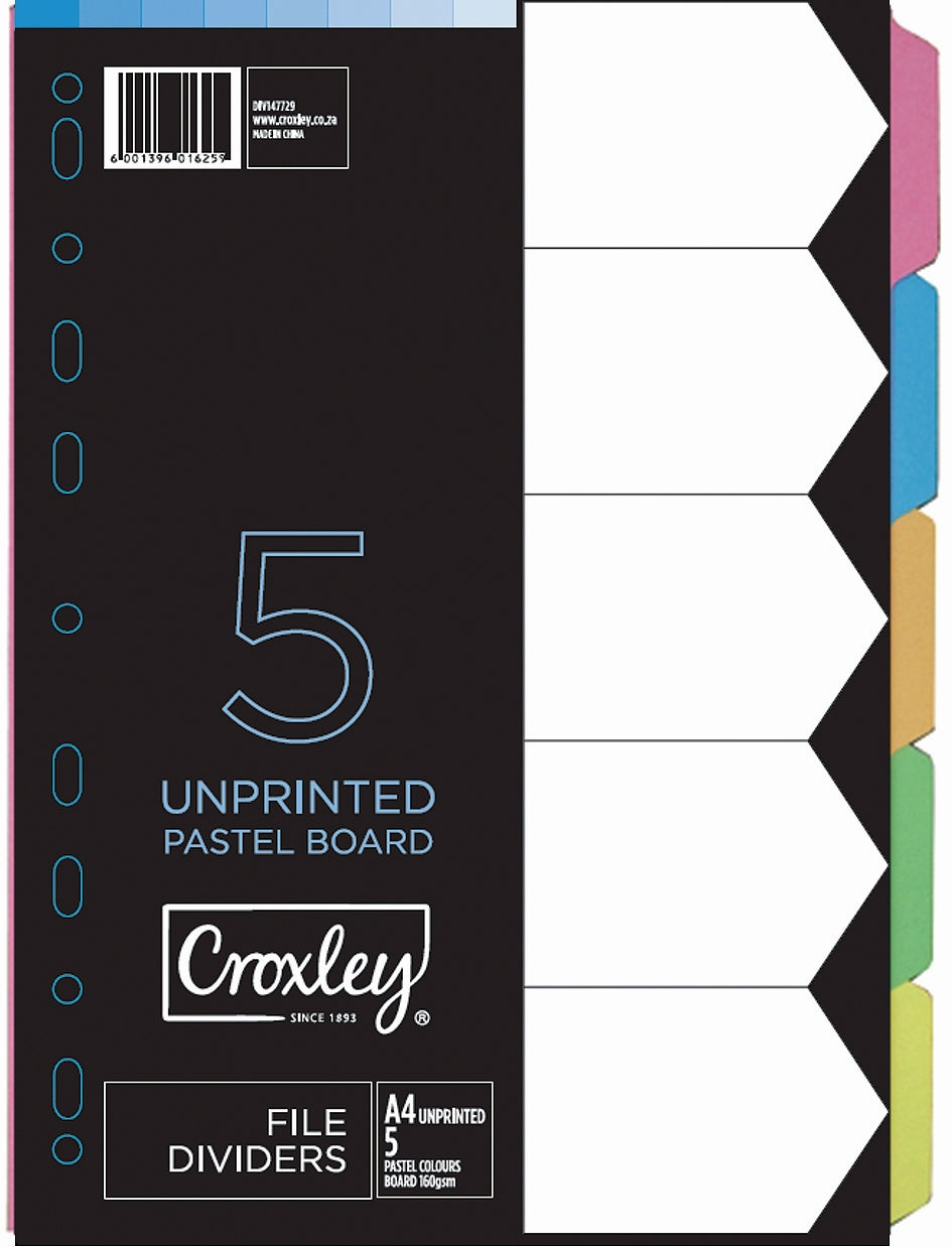 CROXLEY JD1477 160GSM Rainbow Dividers 5 Part Each