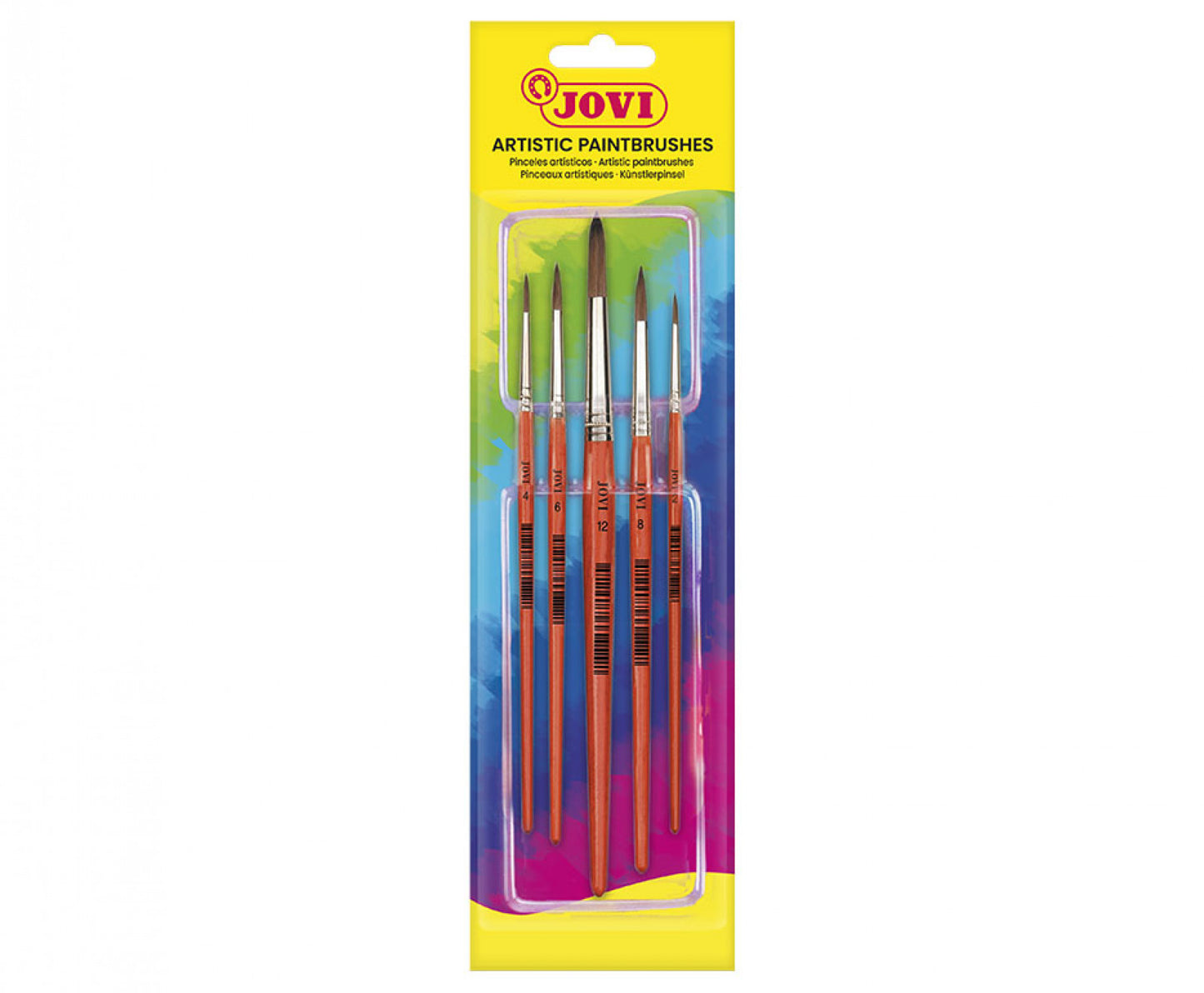 JOVI Artist Paint Brushes Assorted Sizes Pack of 5 Carded (#0,4,6,8,12)