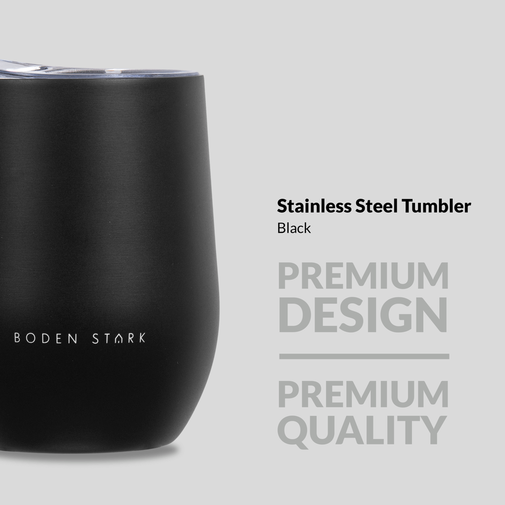 Boden Stark 350ml Black Stainless Steel Tumbler showcasing premium design and quality.