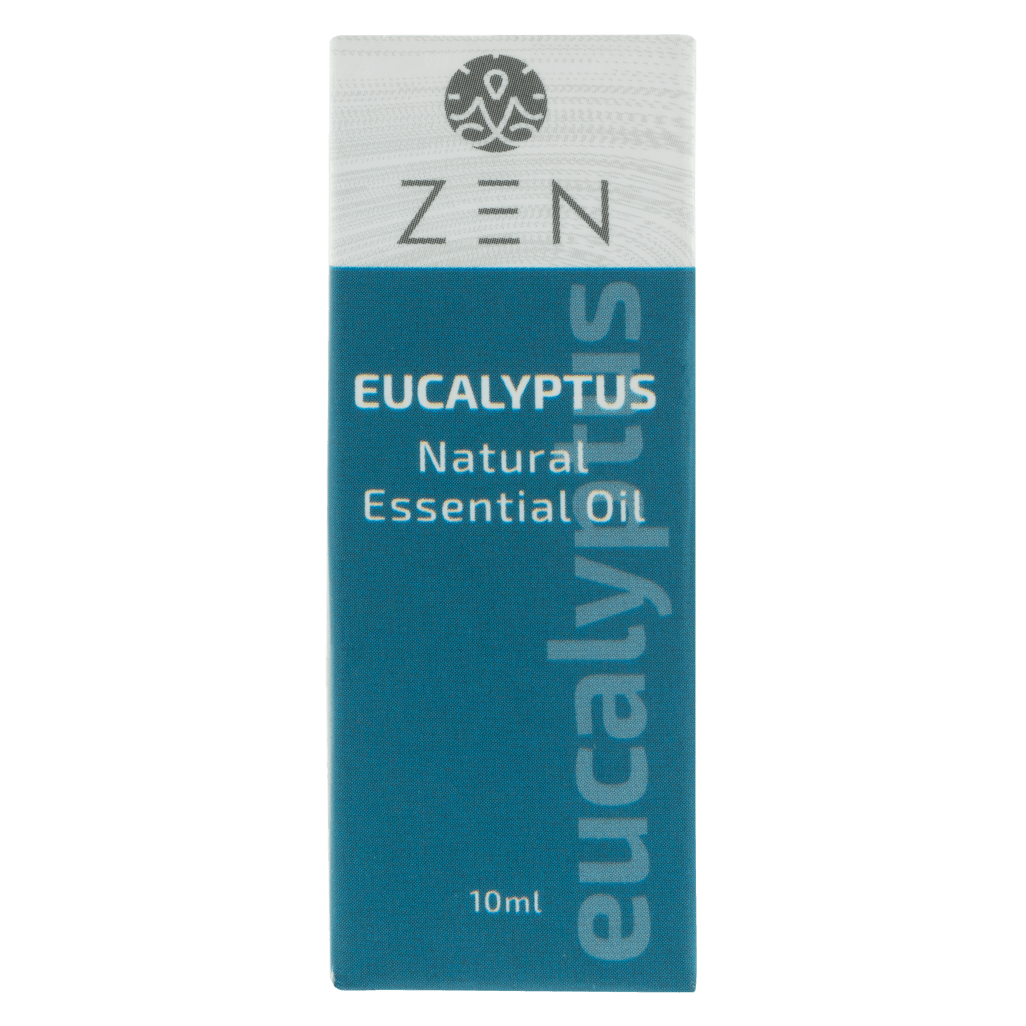 Zen Oil Eucalyptus essential oil 10ml bottle for relaxation and calm with a soothing aroma.