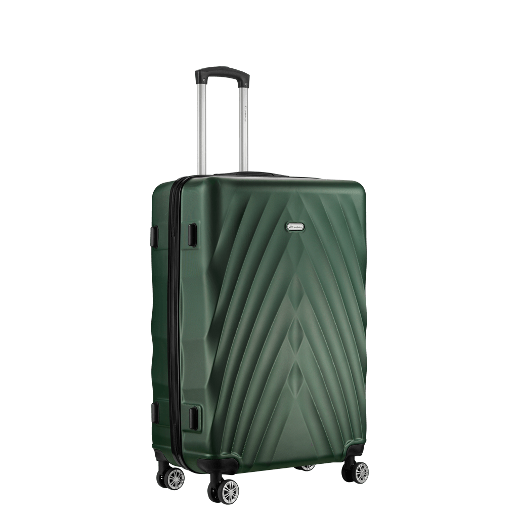 Travelwize Terra ABS 77cm green 4-wheels spinner luggage with stylish design and durable construction.