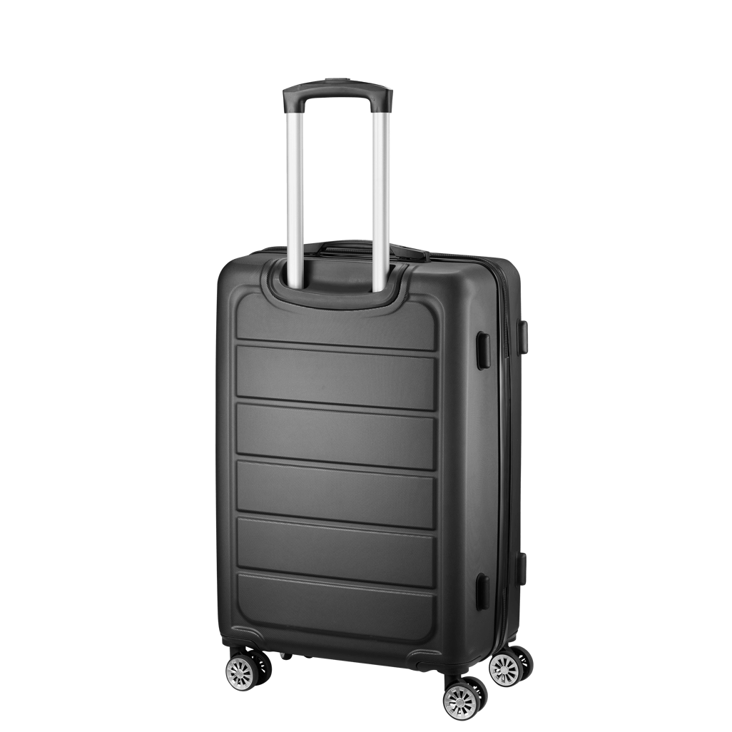 Travelwize Maple ABS 75cm black luggage with 4 spinner wheels and telescopic handle for easy travel.