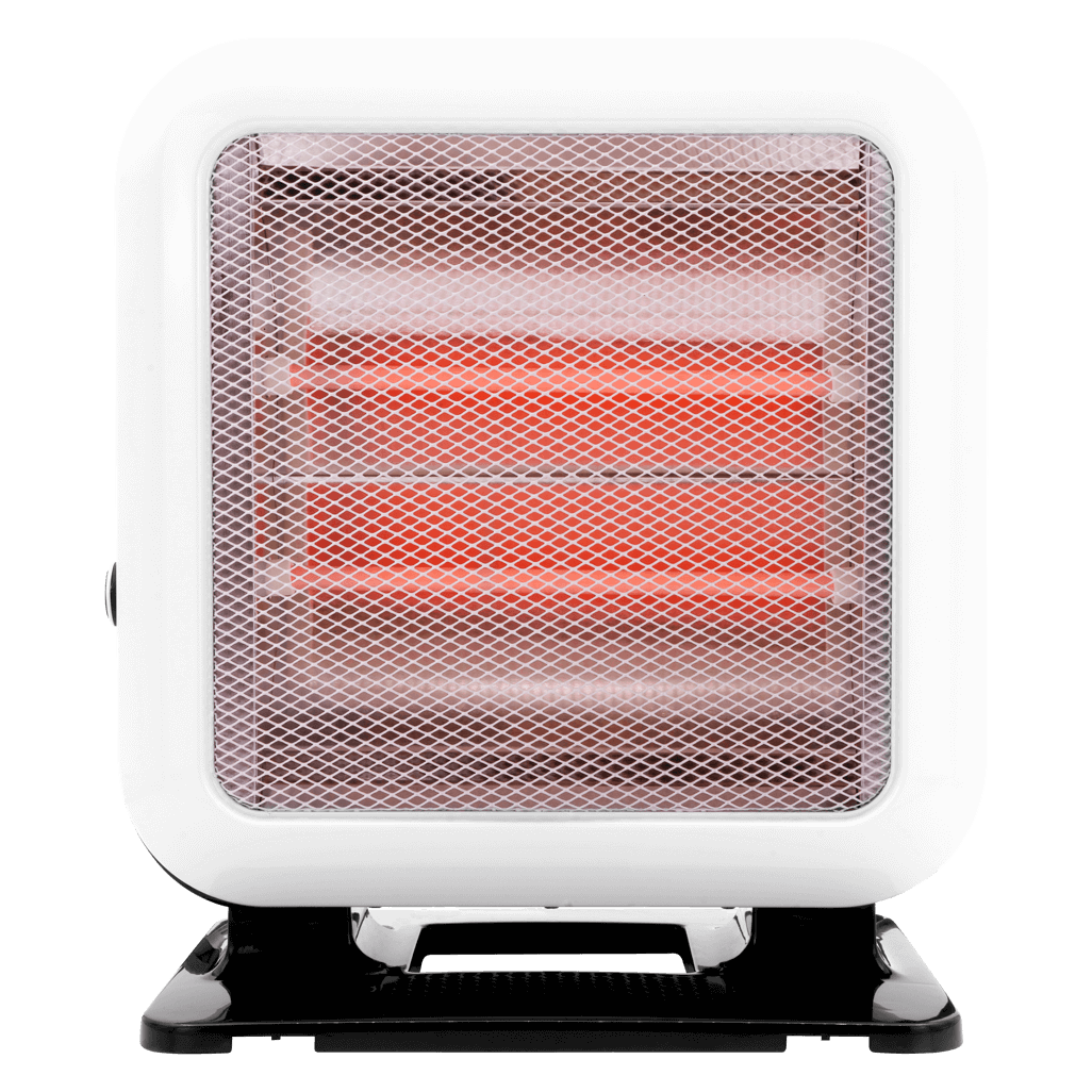 Boden Stark Double Sided Bar Heater with mesh front, designed for efficient heating in homes and outdoor spaces.