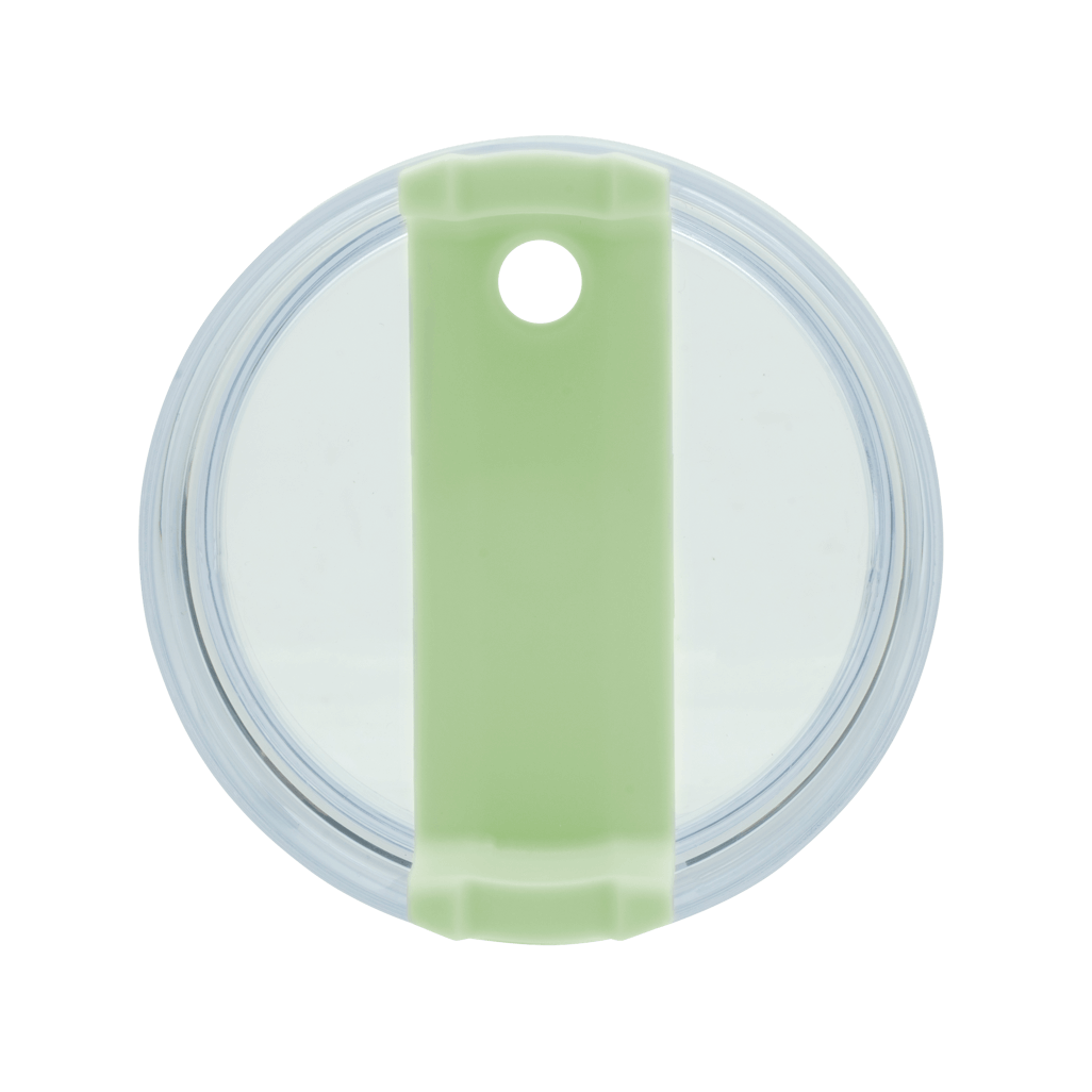 Clear travel mug lid with green silicone grip, designed for Boden Stark 1200ml travel mug.