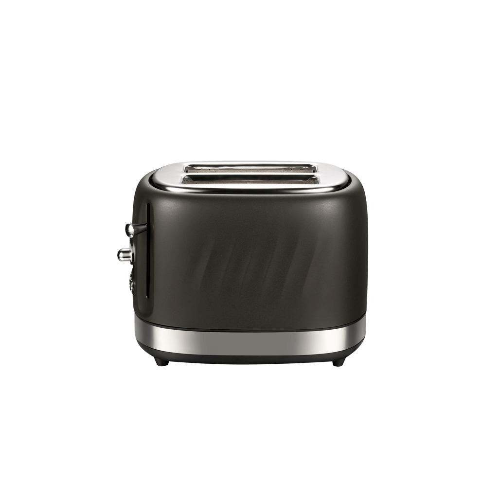 Boden Stark 2 Slice Stainless Steel Toaster in sleek black design, perfect for modern kitchens.