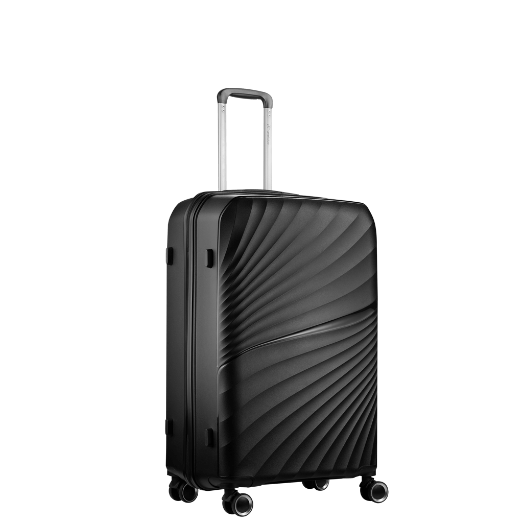 Travelwize Quartz 76cm black 4-wheels spinner luggage with stylish design, perfect for travel.