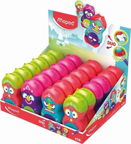 MAPED Duo 1Hole Sharpener+Eraser Loopy Totem - Each