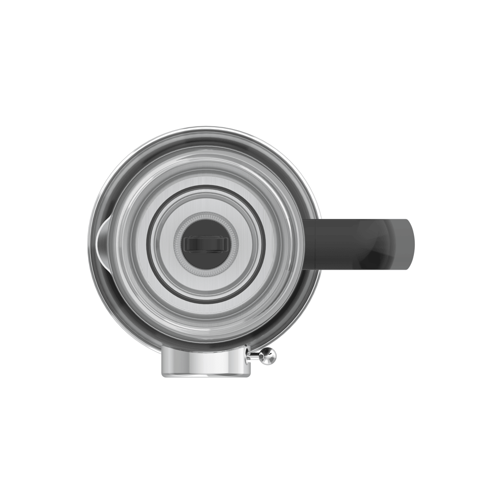 Top view of the Boden Stark Milk Frother showing stainless steel design and ergonomic handle.