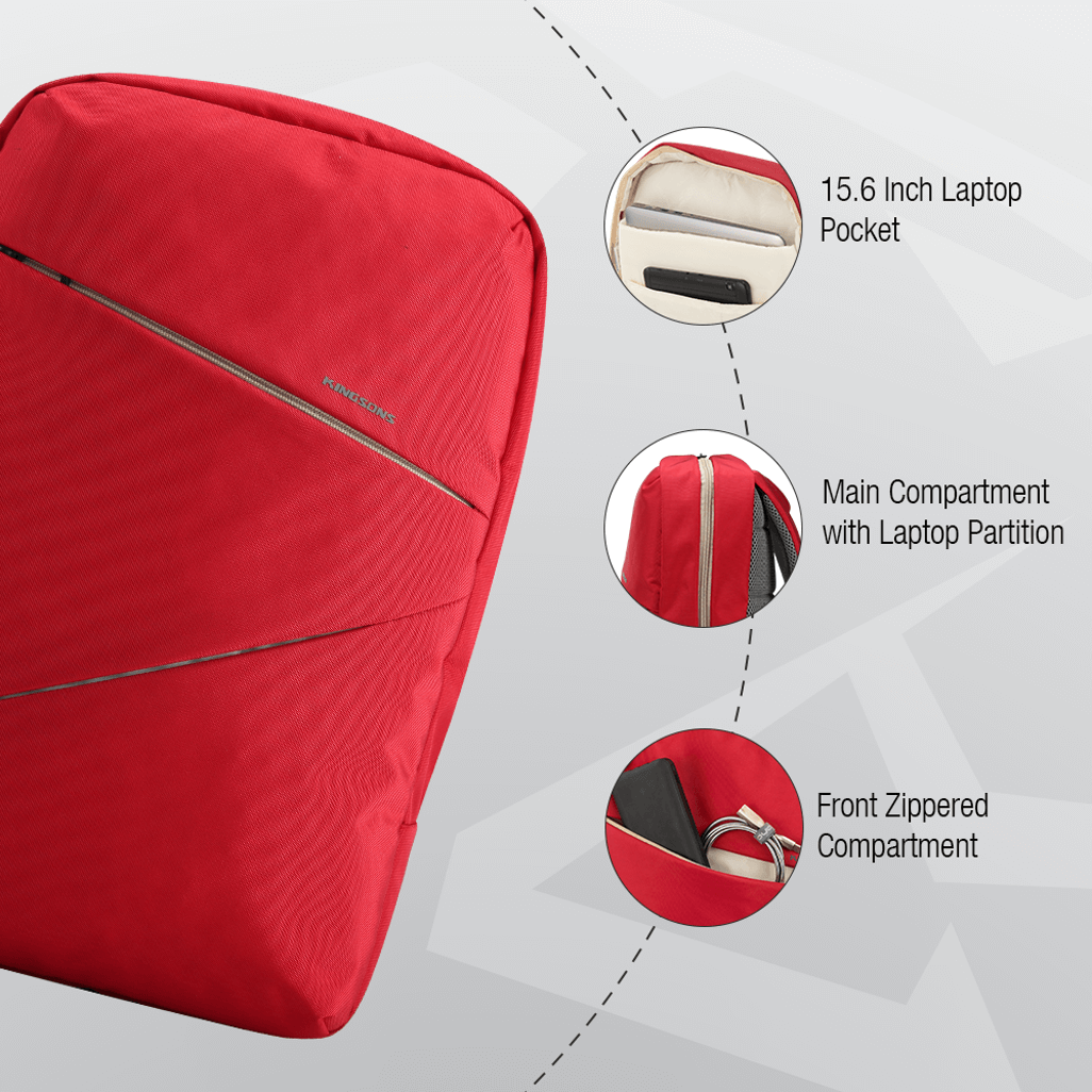 Kingsons Arrow Series Laptop Backpack Red