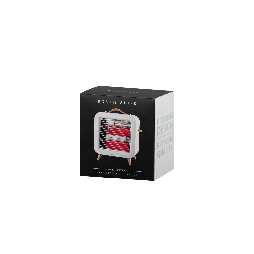 Boden Stark Infrared Bar Heater packaging showcasing premium design and quality.