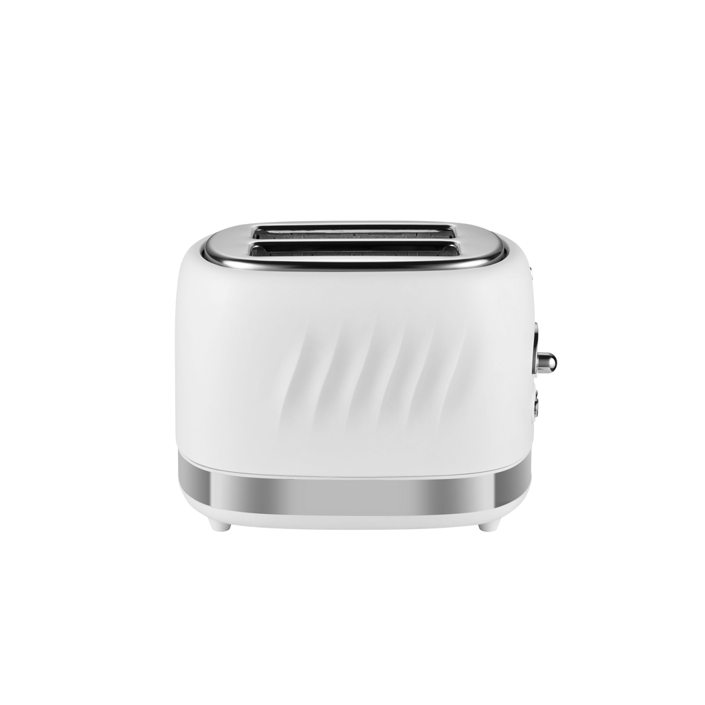 Boden Stark 2 Slice Stainless Steel Toaster in White with modern design and chrome accents