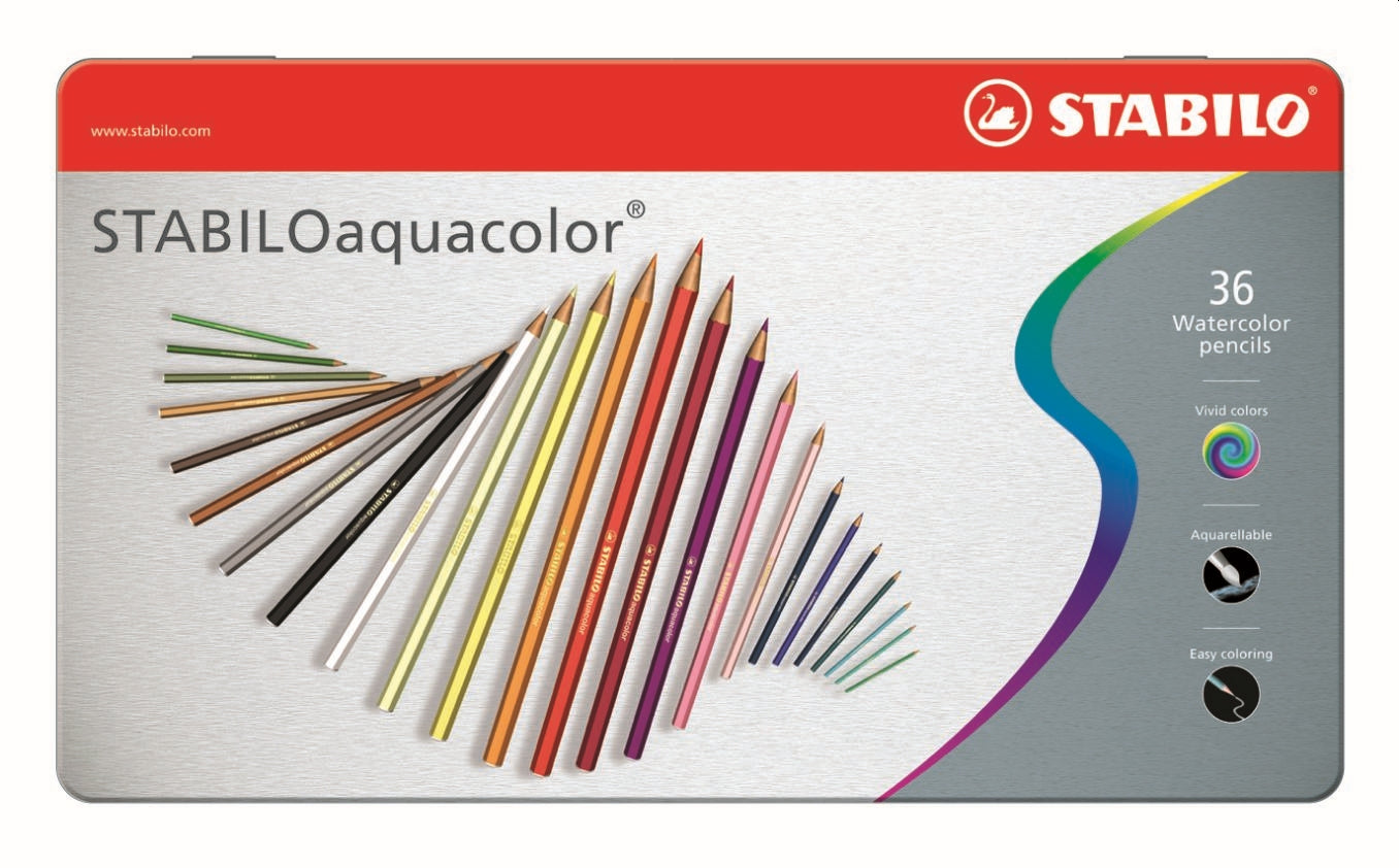 STABILO Aquacolor Aquarellable Colour Pencil: Assorted Metal Box 36's